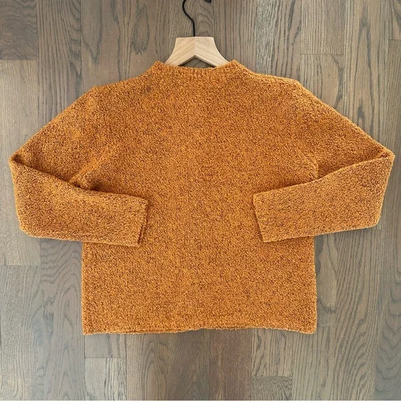 Eileen Fisher Petite Crew Neck Bouclé Cashmere Blend Cardigan Sweater Orange XSP - Picture 7 of 8